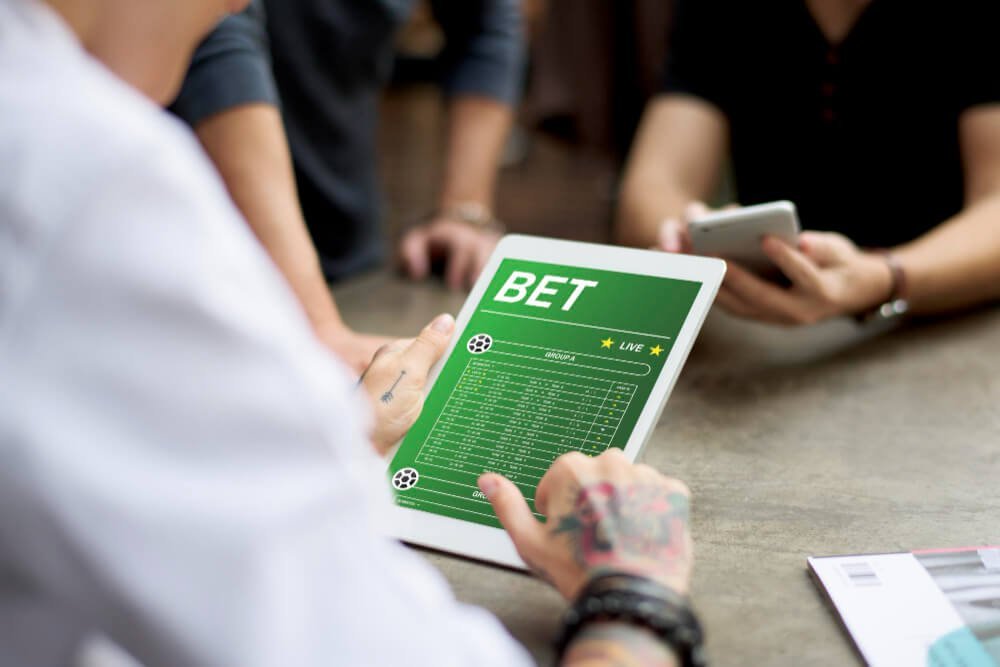 Online betting on tablet screen